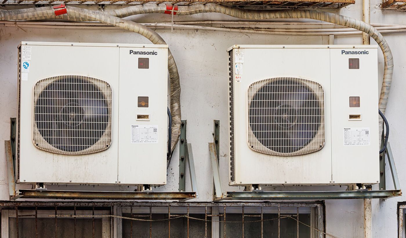 Two commercial condensing units mounted side by side